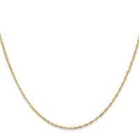 A twisted gold-toned chain necklace displayed against a white background.