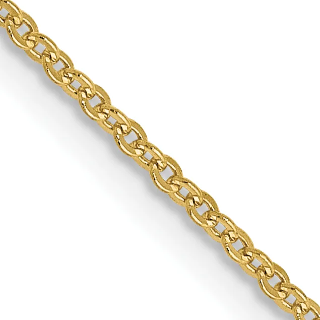 A gold-toned chain with an open link pattern featuring rectangular cutouts, displayed diagonally against a white background.