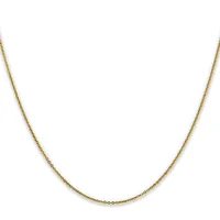 A delicate gold-toned chain necklace with small oval links displayed against a white background.