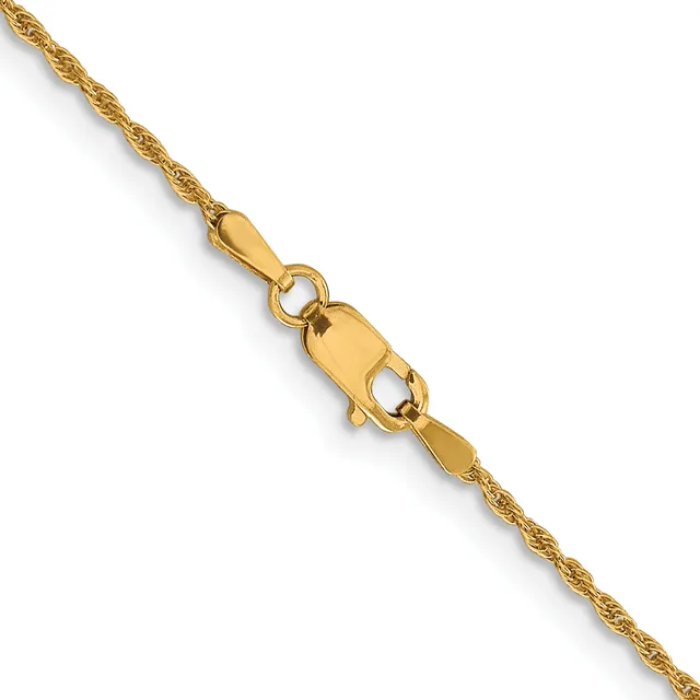 A gold twisted chain necklace with a polished lobster claw clasp shown against a white background.