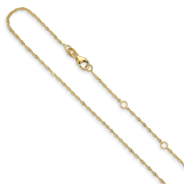 (10K & 14K) Singapore Adjustable Chain — 16 in · 14 KT Yellow · 1.25 mm