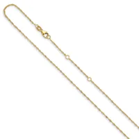 A gold-toned twisted chain necklace with a lobster clasp at the top and small circular link accents spaced along its length.