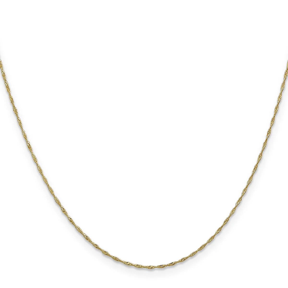 A delicate gold-toned twisted chain necklace displayed against a white background.