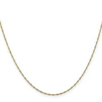 A delicate gold-toned twisted chain necklace displayed against a white background.