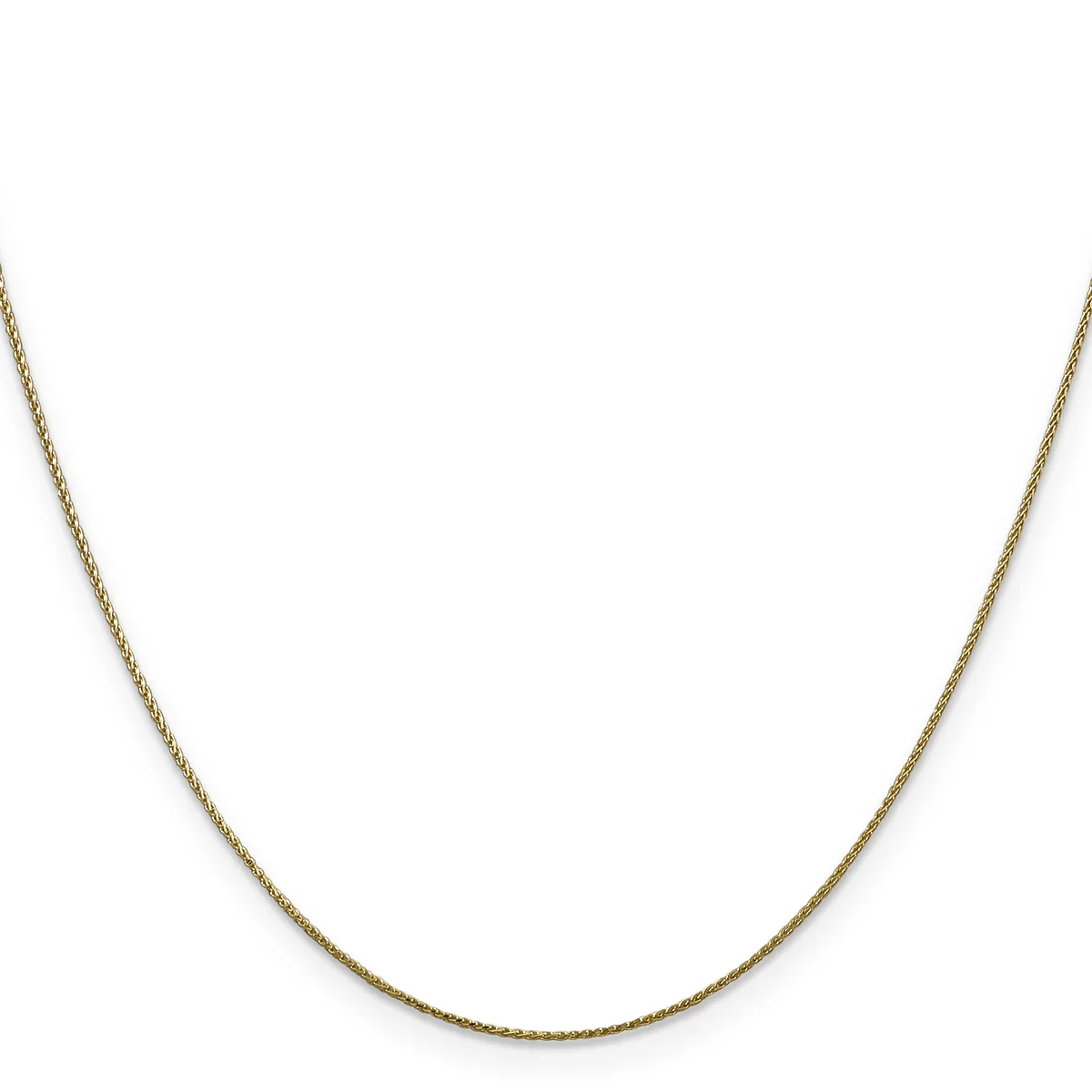 A thin gold chain necklace with a delicate link pattern, displayed against a white background.