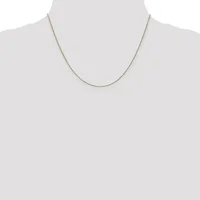A thin gold-toned snake chain necklace displayed on a mannequin bust against a white background.
