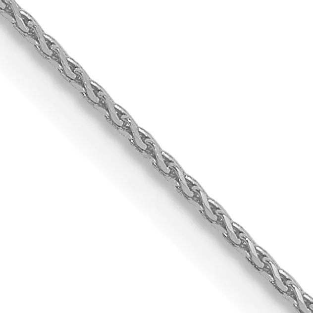 A silver braided chain with a twisted rope texture running diagonally across a white background.