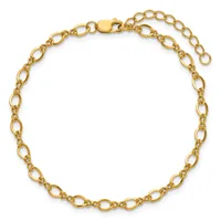 Gold-toned chain bracelet with oval links and a lobster claw clasp, displayed flat against a white background.