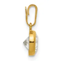 A gold-toned metal pendant with a faceted clear crystal stone attached to a gold carabiner-style clip, shown against a white background.