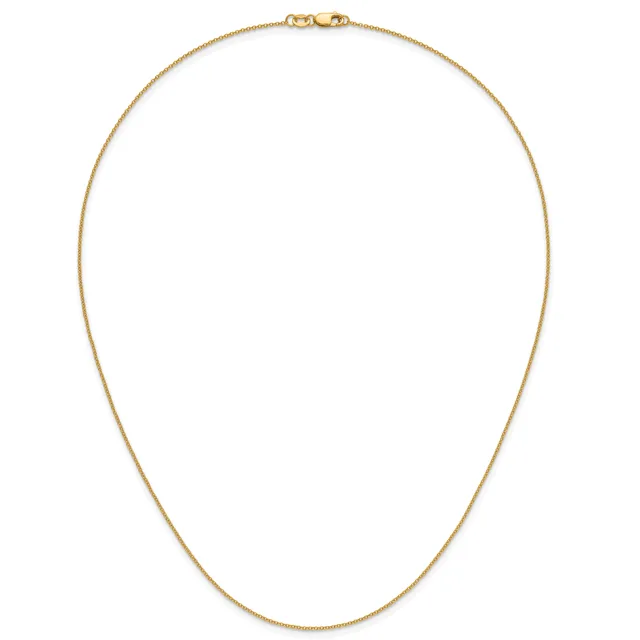 A thin gold chain necklace with a lobster claw clasp, displayed as a closed loop against a white background.