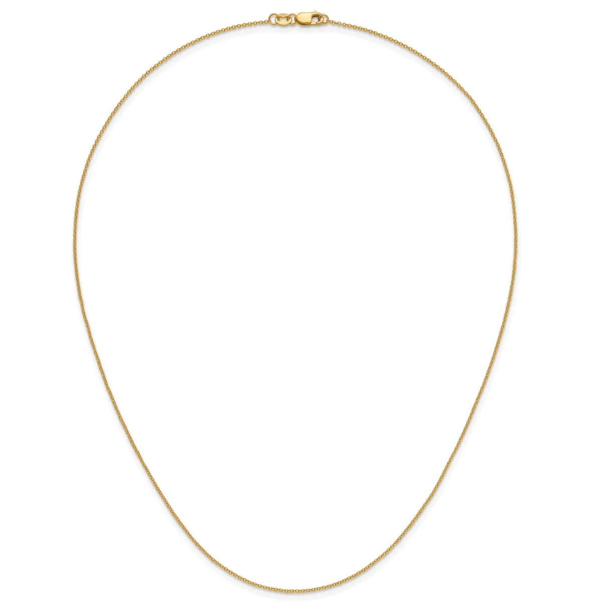 A thin gold chain necklace with a lobster claw clasp, displayed as a closed loop against a white background.