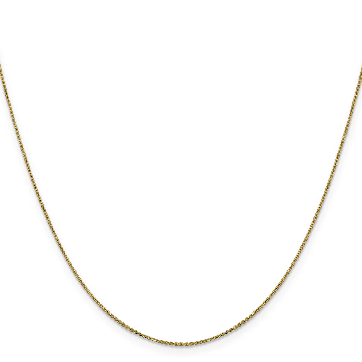 A gold-toned chain necklace with a delicate box link design, displayed against a white background.