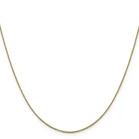 A gold-toned chain necklace with a delicate box link design, displayed against a white background.