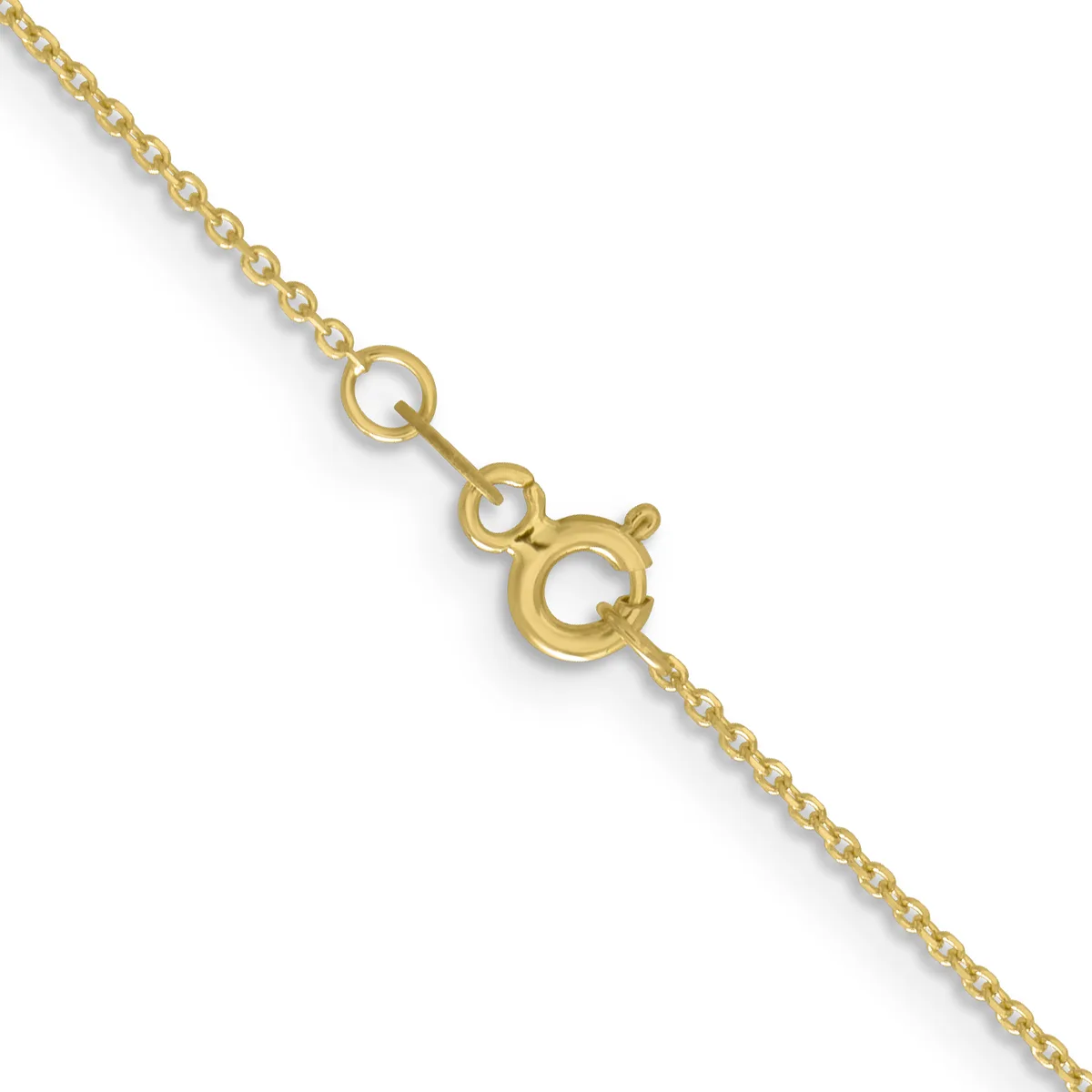 Gold chain bracelet with two spring ring clasps connected by small loops, displayed diagonally against a white background.