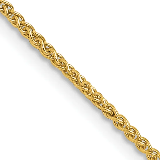 A gold-toned rope chain with twisted links photographed diagonally against a white background.