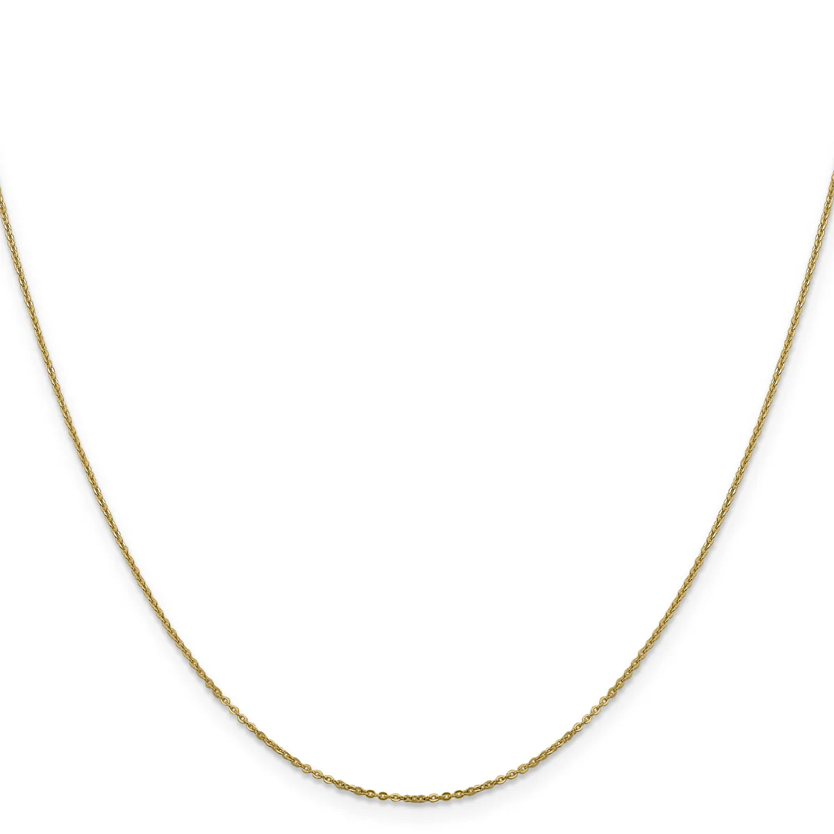 A thin gold chain necklace with a delicate twisted or woven texture, displayed against a white background.