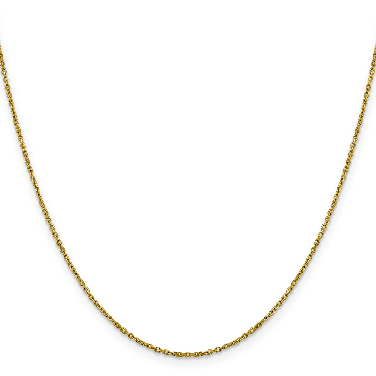 A delicate gold-toned chain necklace with a fine cable link design displayed against a white background.