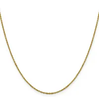A delicate gold-toned chain necklace with a fine cable link design displayed against a white background.