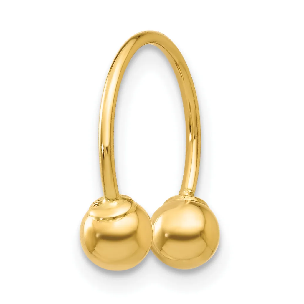 A gold-toned hair clip with two spherical balls connected by an arched handle, displayed against a white background.