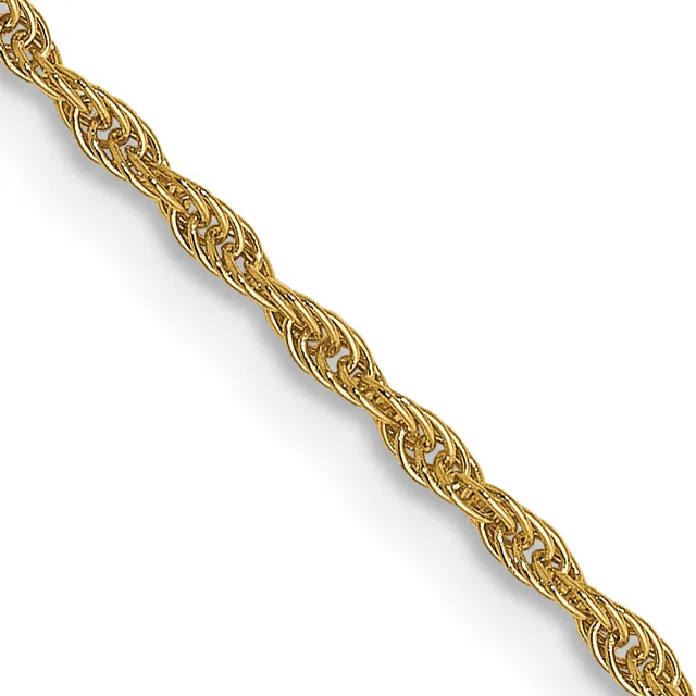 A twisted gold-toned chain bracelet or necklace displayed diagonally against a white background.