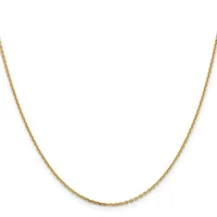 A delicate gold chain necklace with a small linked design, displayed against a white background.