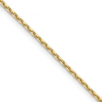 A gold chain with rectangular interlocking links arranged diagonally across a white background.