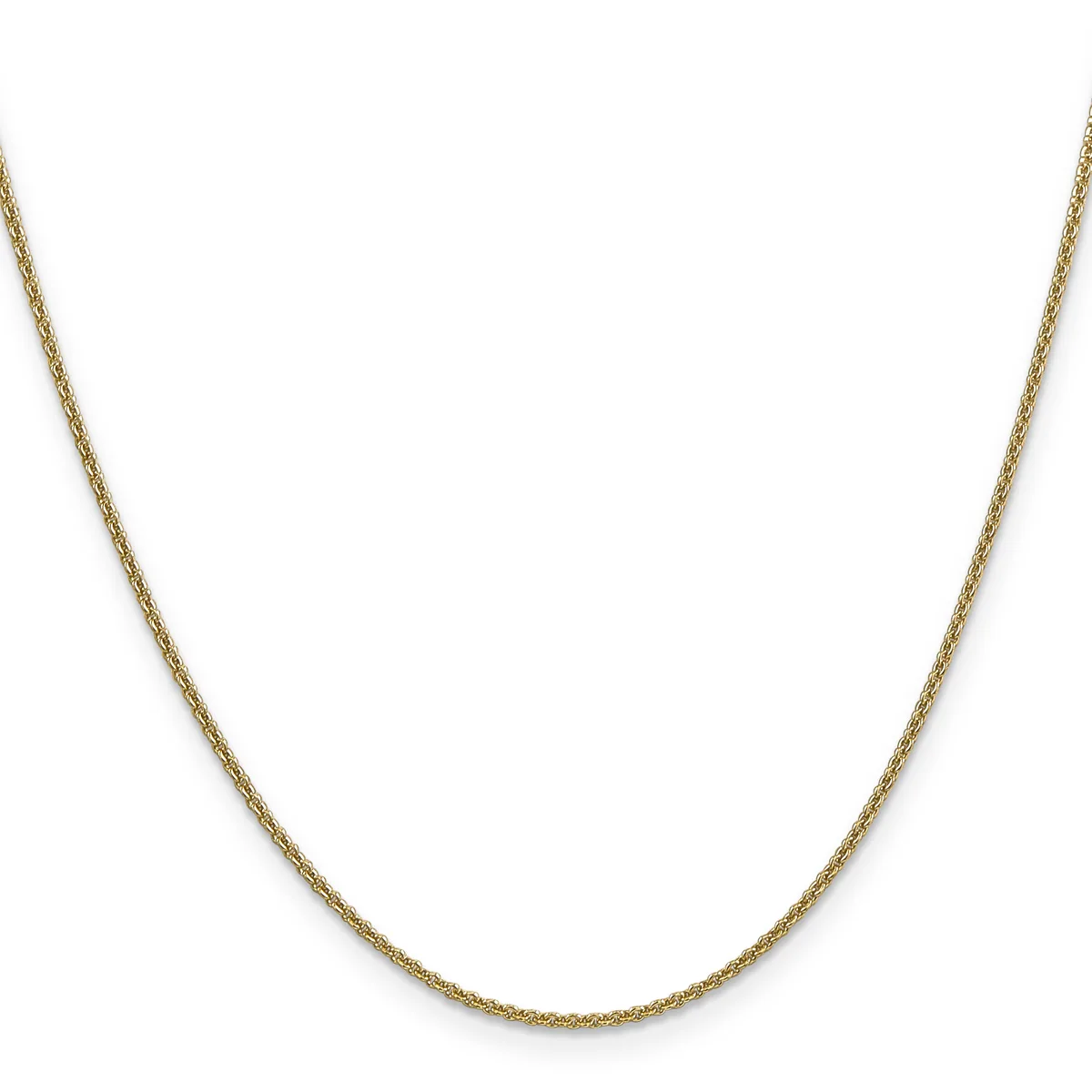 A delicate gold-toned chain necklace with a fine woven link design, displayed against a white background.