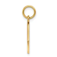 A gold-toned metal pendant consisting of a small ring at the top attached to an elongated rectangular bar below it.