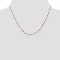 A thin gold-toned twisted chain necklace displayed on a mannequin neck against a light gray background.