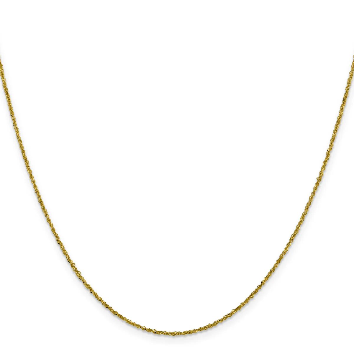 A thin gold-toned chain necklace with a delicate twisted or rope texture, displayed against a white background.
