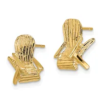 A pair of gold Adirondack chair stud earrings with textured surfaces and posts, shown from the front.