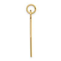 A long, slender gold stick pendant with a circular loop at the top, shown against a white background.