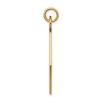 A long brass pendant with a polished shaft and a decorative ring loop at the top, shown against a white background.