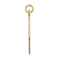 A long gold pendant with a plain cylindrical shaft and a small loop at the top, shown against a white background.