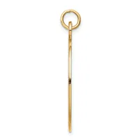A long, slender gold pendant with a small loop at the top and a thin rectangular shaft tapering to a point at the bottom.