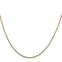 A thin gold-toned chain necklace with a fine textured link design, displayed against a white background.