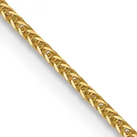 A gold braided rope chain with a textured woven pattern, displayed diagonally against a white background.