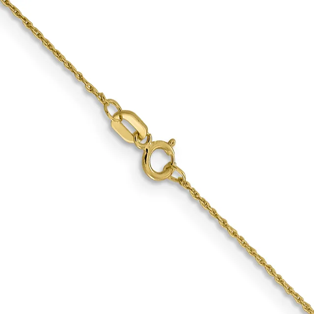 Gold chain necklace with a spring ring clasp and lobster claw closure, shown against a white background.