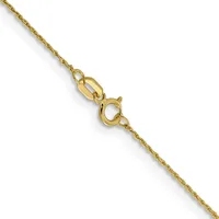 Gold chain necklace with a spring ring clasp and lobster claw closure, shown against a white background.