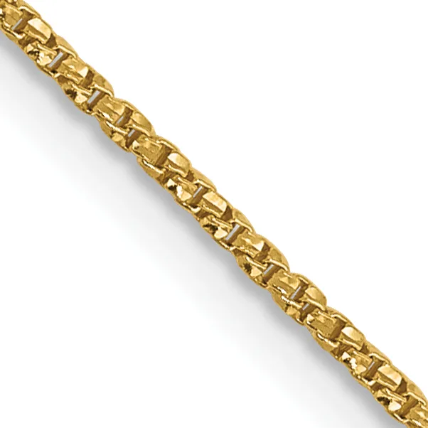Gold-colored chain bracelet with rectangular linked segments displayed diagonally against a white background.