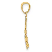 Gold-toned metal keychain with a looped top attachment and a dangling chain with small rectangular links ending in a decorative charm detail.