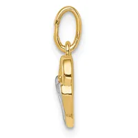 Gold-colored metal charm pendant with an oval loop attachment, featuring a polished finish and a small stamped hallmark on the side.
