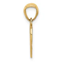 A gold pendant holder with an open loop top and long stem, shown against a white background.