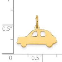 Gold-colored car charm with two rectangular windows shown next to a ruler indicating approximately half an inch in height.