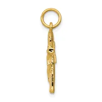 A gold-toned metal keychain pendant depicting a detailed lobster charm suspended from a split ring at the top.