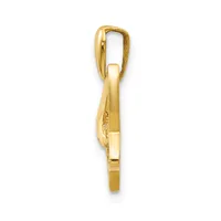 A gold-toned elongated pendant with a polished finish and a looped bail at the top, shown against a white background.