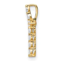 A vertical gold pendant with rectangular links set with white rectangular stones, suspended from a gold carabiner-style clasp.
