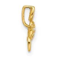 A gold carabiner clip pendant with a decorative lobster clasp attachment hanging from a D-ring bail, shown against a white background.