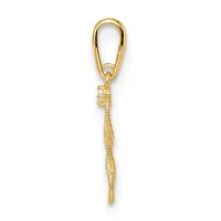 Gold-toned metal keychain charm featuring a textured elongated teardrop pendant with a small diamond or crystal accent, attached to a lobster clasp.