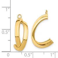 Two gold-colored curved hoop charms with loop attachments shown against a ruler measuring approximately 0.75 inches in height.